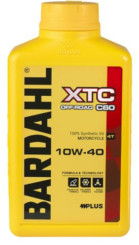 Bardahl - XTC C60 OFF-ROAD 10W-40 - Olio Motore per Moto da Cross o Enduro a 4 Tempi, Impiego Racing o per Utilizzo Quotidiano, Massimizza la Pulizia del Motore 4T, 100% Sintetico, 1 L