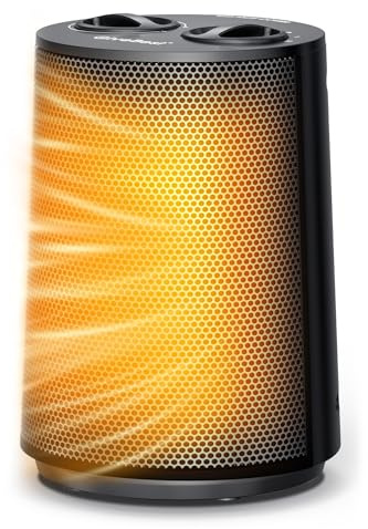 GiveBest Space Heater, 1500W Portable Heaters for Indoor Use, PTC Ceramic Heater with Heating and Fan Modes, Overheat & Tip-Over Protection, Ideal for Bedroom, Office & Desk Use, Black