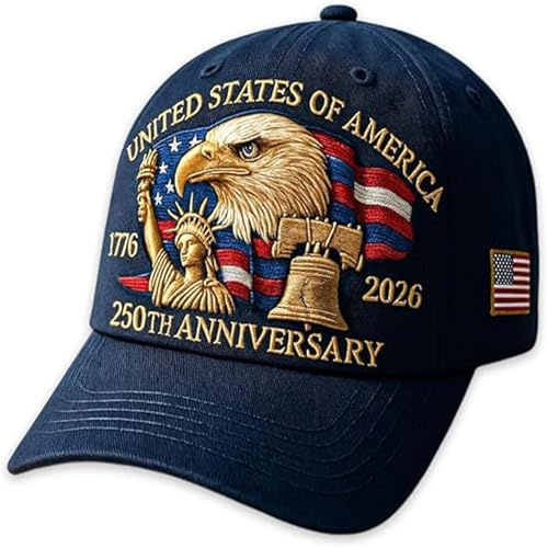 Eagle & Liberty – Mütze zum 250. Jahrestag der USA, verstellbare Baseballkappe mit Adler-Print, Klassische Baumwollmütze