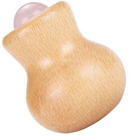 Luxshiny Masseur de Beauté Visage et Mains en Bois et Jade Design Convivial Outil Polyvalent pour Soins du Visage à Domicile Roller Massage Femme