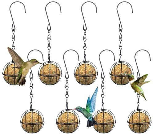 para Aves Exterior - 8 Piezas Esferas De Metal Resistente | Alimentador De Bola para Exterior con Estación De Alimento,para Jardín Balcón Terraza Jilgueros Petirrojos Canarios