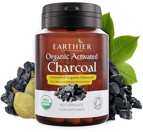 Organic Charcoal Supplement Certified by Soil Association 60 Capsules Vegan