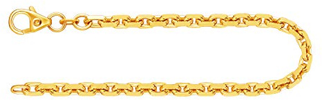 EDELIND Feines Armband Damen Herren 333 375 585 Echt Gold 3 mm Ankerkette diamantiert 8 9 14K Gelbgold Armkette Goldarmband mit Schmuck Geschenkbox