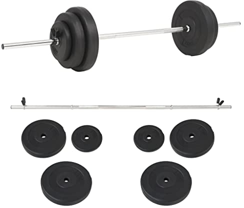 vidaXL Langhantel Set 30kg Hantel Langhantelstange Hantelscheiben Gewichte