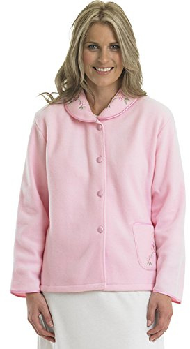 Slenderella Polar Fleece Buttoned Bedjacket (16/18, Pink)