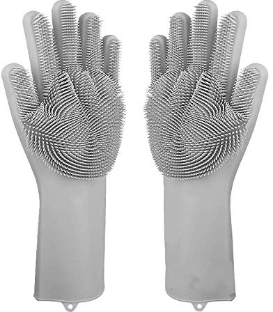ZKSMNB Pet Grooming Gloves, Gentle Dog Bathing Scrubber Gloves, Silicone Hair Removal Gloves with High Density Teeth Efficient Pet Hair Remover Mitt for Cats, Dogs