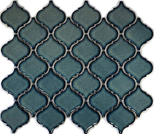 Retro Vintage Mosaik Fliese Keramik Florentiner blau gesprenkelt glänzend MOS13-0408_f | 10 Mosaikmatten