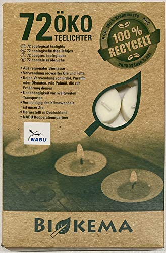 72 nachhaltige Öko Teelichter ohne Aluminium-Hülle Recycling