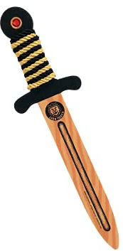 Liontouch - WoodyLion Spielzeugschwert, Gold/Schwarz - Kleine Größe, Ab 3-6 Jahren | Holzähnlicher Schaumstoffdolch mit Edelstein für Kleinkinder | Sicheres Zubehör für Rollenspiele & Kostüme