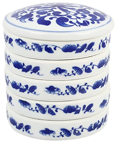 HEALLILY Porcelain Watercolor Palettes Round Sauce Dishes 5 Layers Mixing Trays Set Chinese Painting Stackable Paint Mixing Trays