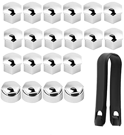 Hjulbultskåpor,Hjulskruvskydd 17 mm, Duokon 20 stycken 17 mm bilmutter bilhjul bilhub skruvskydd skydd lock (silver)
