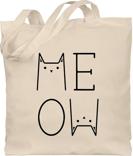 Shirtracer - Baumwolltasche - Katzenbesitzer Geschenk Katze - MEOW schwarz