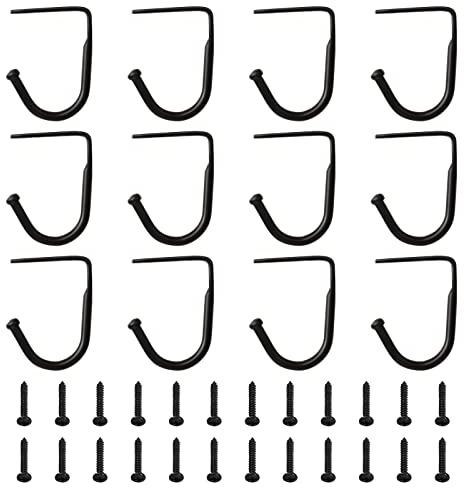 UFURMATE Unterschrank-Haken, 12 Stück Unterschrank-Becherhalter, Metall, unter dem Regal, Kleiderhaken, Utensilien-Aufbewahrungsbügel für Küche, Badezimmer, Schrank (schwarz)