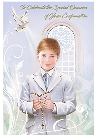 On Your Confirmation Card with Envelope and Gold Embossed Detail - Boy F28217 2173
