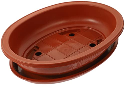Operitacx 1set Fioriera Ovalizzata Per Bonsai Plastica Vaso Per Piante Esterno e Con Di Drenaggio Composto Da Vaso e Sottovaso Per Giardinaggio e Decorazione Casa