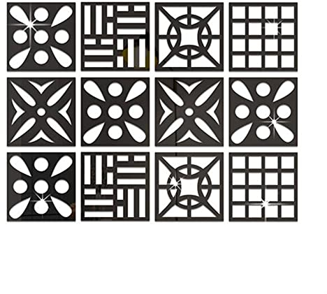 Wandsticker/Tapete 12 stücke Multicolor Wandaufkleber Hohl Muster Spiegel Aufkleber for Wohnzimmer Schlafzimmer Studie Dekoration Home Design Kunstdekor Wandtattoo 11x11in Dekorative Tapeten ( Color :