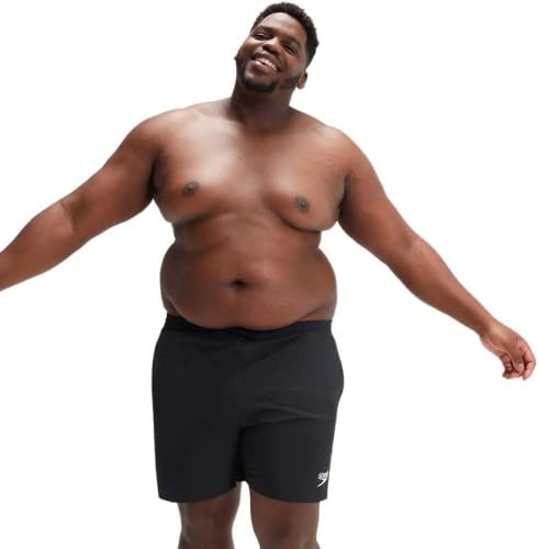 Speedo Men's Plus Size Essentials 16 Swim Shorts | Watershort| Swimming Trunks | Big and Tall Swimwear, Black, 4XL