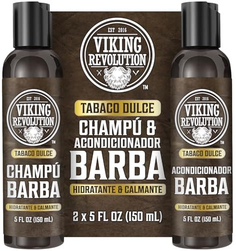 Viking Revolution - Bartshampoo & Conditioner Set - Erweicht, Glättet & Stärkt den Bartwuchs - Bartshampoo Für Männer - Süßer Tabak - Geschenke Für Männer - 2 x 150 ml