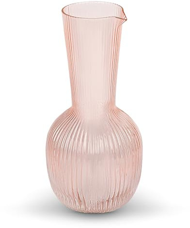 elle decor Jarra de vidrio acanalado | Jarra de agua para té helado, decantadores de vino, bebidas mixtas y bebidas | Jarra de vidrio para barra de mimosa | Jarras de sangría de 40 onzas para fiesta |