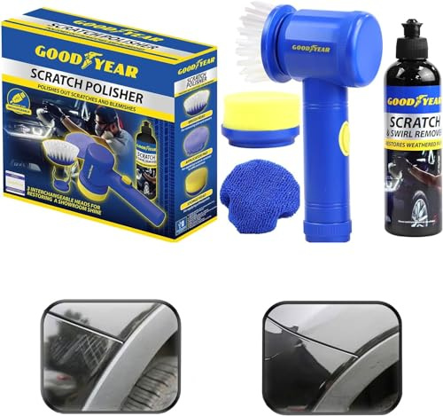 Goodyear Usb Charging Scratch Polisher Brush-polishes Out Scratches And Blemishes| Brush, Sponge And Applicator Pad | Scratch Remover Included| Fast Charging Lithium Battery| Rotate Speed: 259rpm