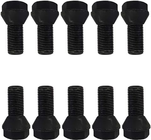 10 Radschrauben Radbolzen Kegelbund schwarz M12x1,25 22mm (Kurzkopf)