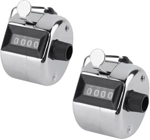 Cerioll Handzähler Zähler, Mechanischer Handzähler, Handzähler Aus Metall, Mechanischer Handzähler 4-Stellig, 2 Stück 4-Stellige Handzähler, Handzähler Zähler Counter Counter Hand Für Sport, Golf