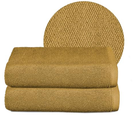 BEAUTEX Handtuch-Set Premium Frottier Sets Made in Europe, 100% Baumwolle 550g/m², Oeko-TEX Zertifiziert (Set: 2 Handtücher - 50x100 cm in Gold)