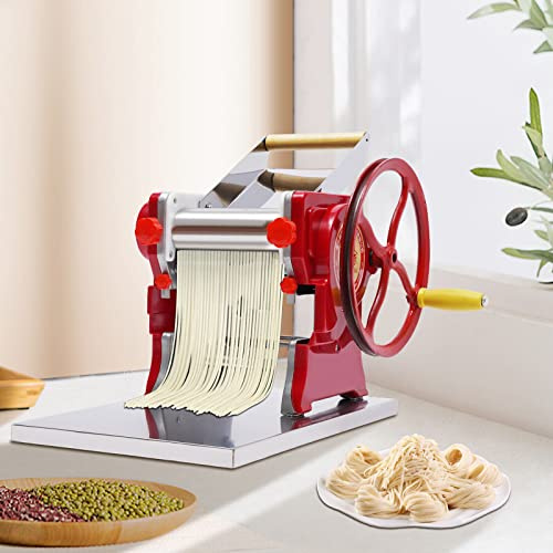 Machine à Pâtes Manuelle en Acier Inoxydable pour Spaghetti, Lasagnes, Pâtes Fines (0,5-5 mm) - Rouge