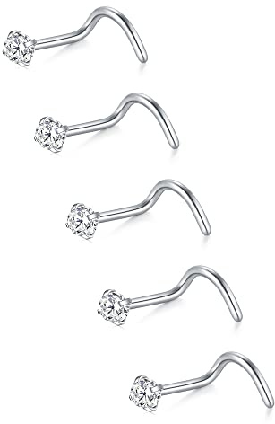 VFUN 22 Gauge 20G nässtav, L form, näspiercing, kirurgiskt stål, näsa, nostril piercing för kvinnor män