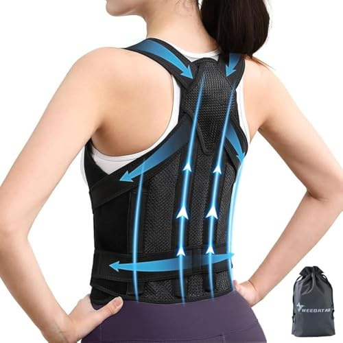 WEEOATAR Upper Back Support Posture Corrector Strap Posture Trainer, Breathable, Easy to Wear with Magic Sticker Back Brace to Improve Posture for Adults and Kids (Black, S)