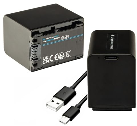 Akku mit USB-C Eingang für die Sony FDR-AX53 / AX53 Ultra HD Camcorder (2060mAh) | mit Lade-LED