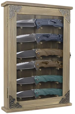 Livoccur Wooden Knife Display Case-Pocket Knife Shadow Box-Knife Cases for Collections On The Wall