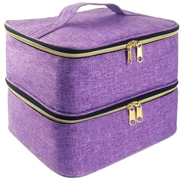 Meichoon Organizer trasporto smalti 2 strati scomparto regolabile bottiglie 30 bottiglie lampada gel strumenti per manicure grande borsa da viaggio con divisore rimovibile,