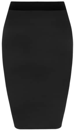 New Ladies Women's MIDI Pencil Skirt Plain Bodycon Stretch Wiggle Office Skirt Size 6-24 (UK, Numeric, 18, Regular, Regular, Black)
