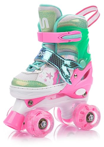 Patins à roulettes pour Enfants et Adolescents - Rollers en Ligne réglables avec 4 Roues chacune - Patins à roulettes rétro pour Filles et garçons