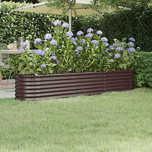 LAPOOH Hochbeet Pulverbeschichteter Stahl 224x40x36 cm Braun, Palettenrahmen, Hochteich, Gemüsebeet, Kräuterregal Balkon, Blumenbeet, Kräuterspirale, Tomatenbeet, Pflanzhochbeet - 318875