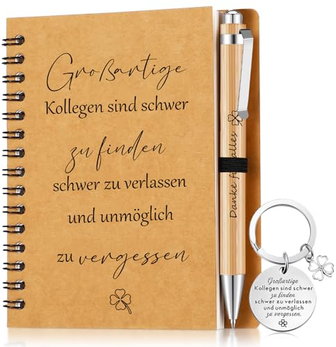 Sinmoe Danke Abschiedsgeschenk, Großartige Kollegen sind schwer zu finden | A6 Notizbuch, Kugelschreiber, Schlüsselanhänger, Notizblock für Kollege Lehrer Mitarbeiter, Weihnachten Geschenkset