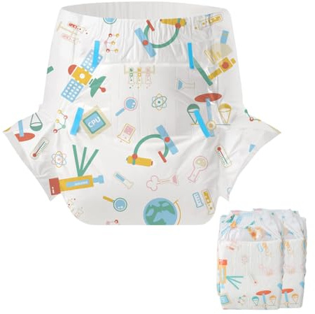 CutiePlusU Windeln für Erwachsene 2 Stück, Einweg-Inkontinenzslip mit Laschen für Frauen und Männer, maximale Saugfähigkeit über Nacht- Genius Baby (Mittel 28-38)