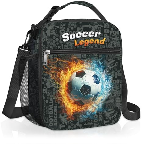 Clastyle 3D Insulated Kids Lunch Bag Large Thermal Cooler Bag for Boy Picnic School Lunch Box Tote,Football