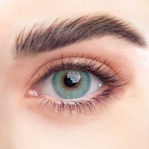 REHLEIN farbige Kontaktlinsen - TÜRKISBLAU - 2 Stk. inkl. gratis Behälter - blaue Kontaktlinsen - farbige Monatslinsen - natürliches Design - hohe Deckkraft (TÜRKISBLAU, 1 Paar (2 Stück), -2.50)