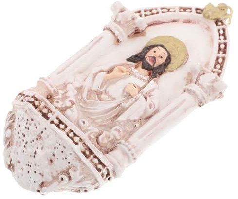 Levemolo Sacred Heart of Jesus Holy Water Font Resin Religious Wall Plaque for Home Decor for Confirmation and First Communion