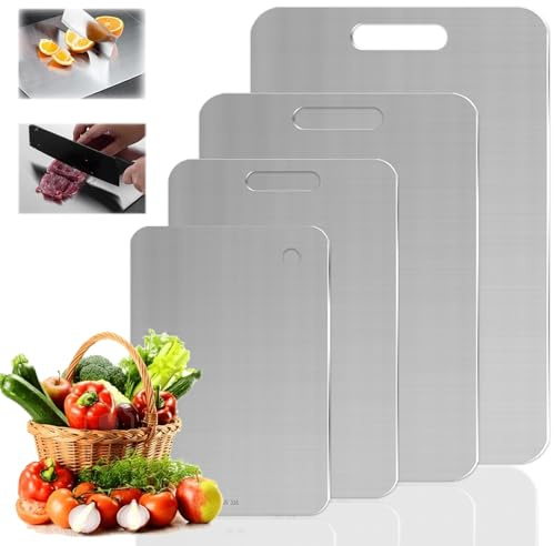Tapis Design Titanium Cutting Board, Durability Titanium Chopping Board for Kitchens, Stainless Steel Chopping Board Food Grade, Easy Clean and Dishwasher Safe, 46x30 cm