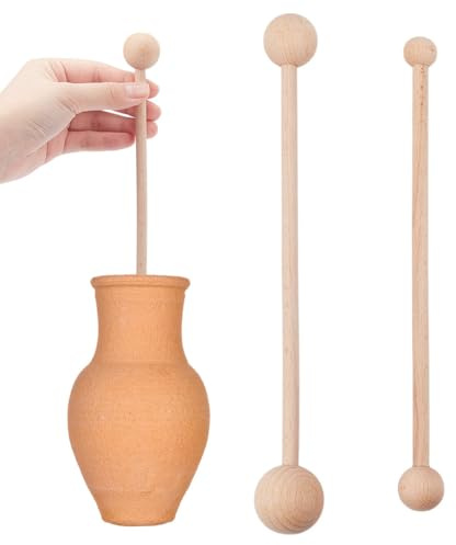 nbeads 2 STK. 2 Größen Holz Töpfer Werkzeuge, Ton Bildhauerei Werkzeuge Keramisches Prägewerkzeug Doppelendige Kugel Modellierwerkzeuge für Ton Schneiden Prägen Glätten Gestalten Formen