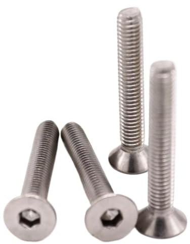 10 Stück UNC 1/4-20 US Grobgewinde 304 A2-70 Edelstahl Innensechskant Flachsenkkopfschraube Silber(3/4)