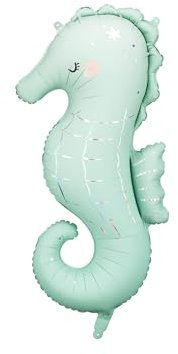Grand ballon en aluminium hippocampe de 96,5 cm - Décoration de fête sirène et sous la mer