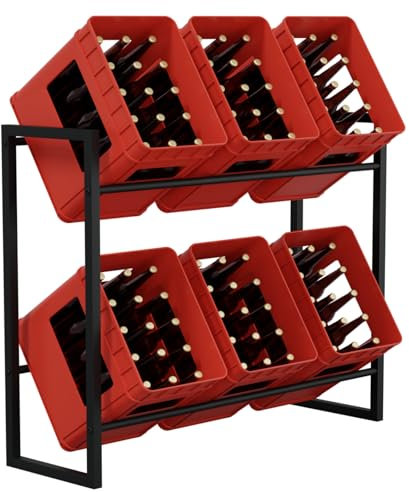 HAGO 24 | Scaffale per casse di bevande, scaffale in acciaio, scaffale per bottiglie, antracite, 6 casse, cantina, supporto per bevande, struttura in metallo