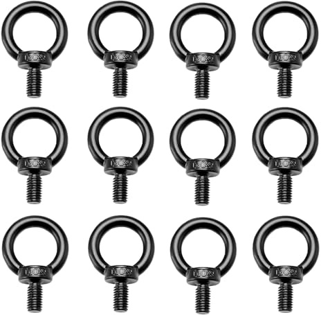 12 Stücke Ringschraube M8 Augenschraube Aus 304 Edelstahl A2V2A | Schwarze Oxid Augbolzen Ösenschraube Ringbolzen Ringschrauben für Hängende und Befestigen Sie hängende Ornamente, Blumentöpfe