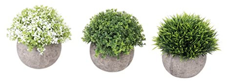 MAGICLULU 3pcs Artificial Plants in Pots Green Plastic Home Decor