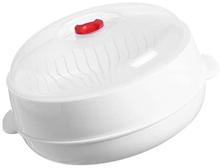 Vaporera para Microondas Blanco Asa, Multiuso de Plástico