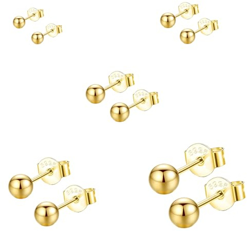 Hinvan Boucles D'oreilles Boule Or Boucles d'oreilles Argent 925 Femme